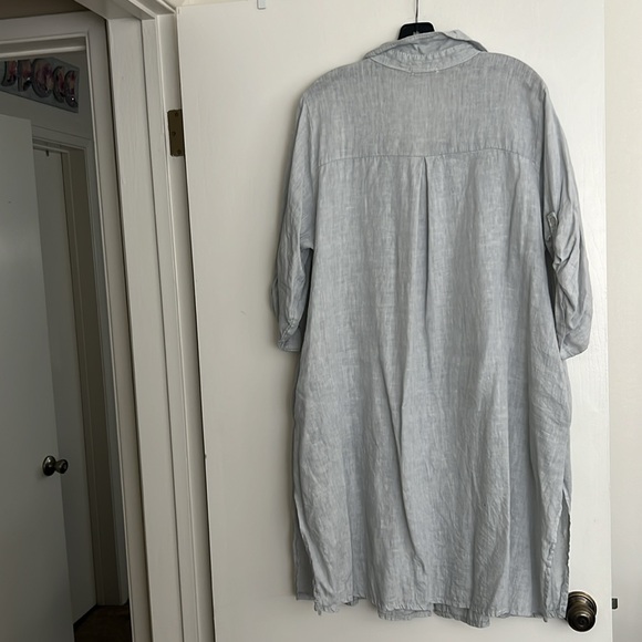 Gray button down dress Made in Italy linen - Picture 3 of 3